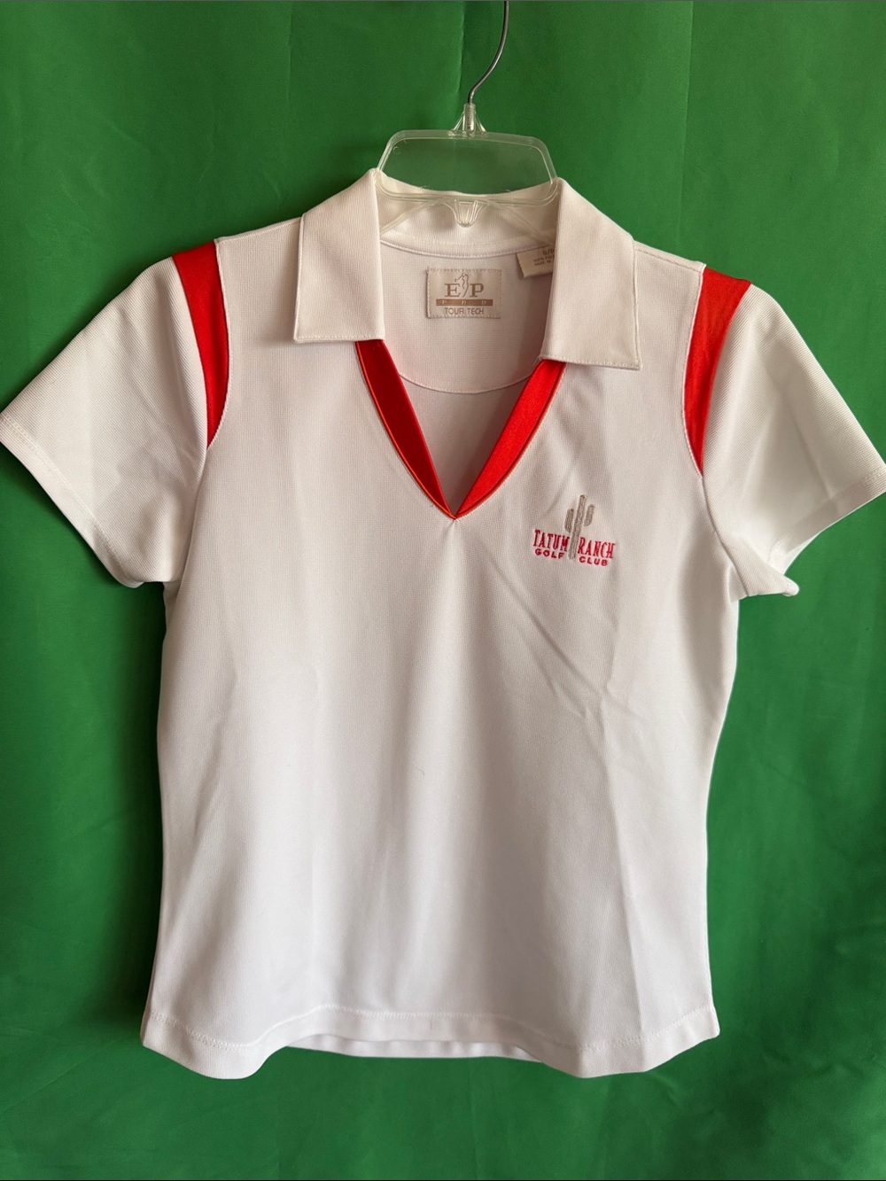 EP Pro Women’s White and Red Short-Sleeve Golf Polo